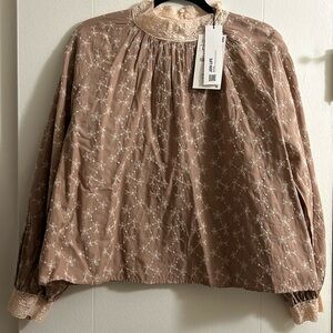 ZARA (NWT) Women’s Embroidery Lace Collar Blouse - Sz Large